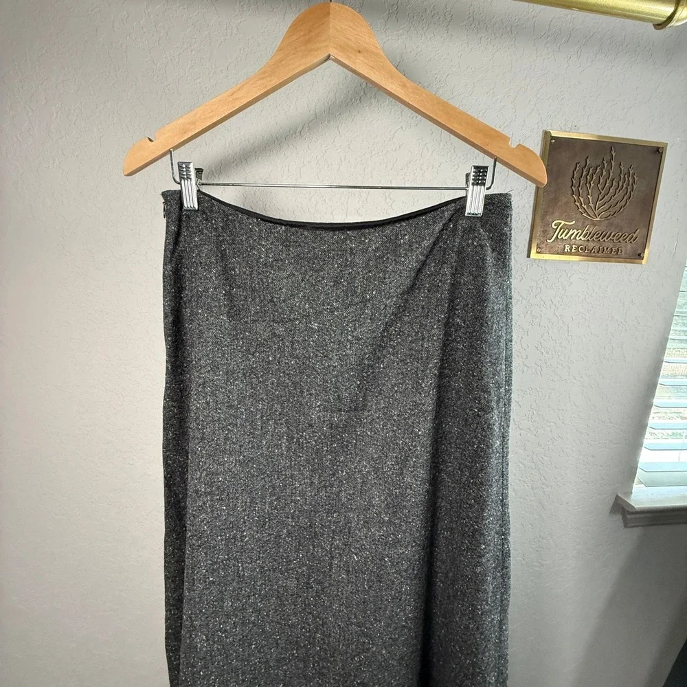 Lauren‎ Ralph Lauren Gray 100% Lambswool Tweed Maxi Skirt Womens 10